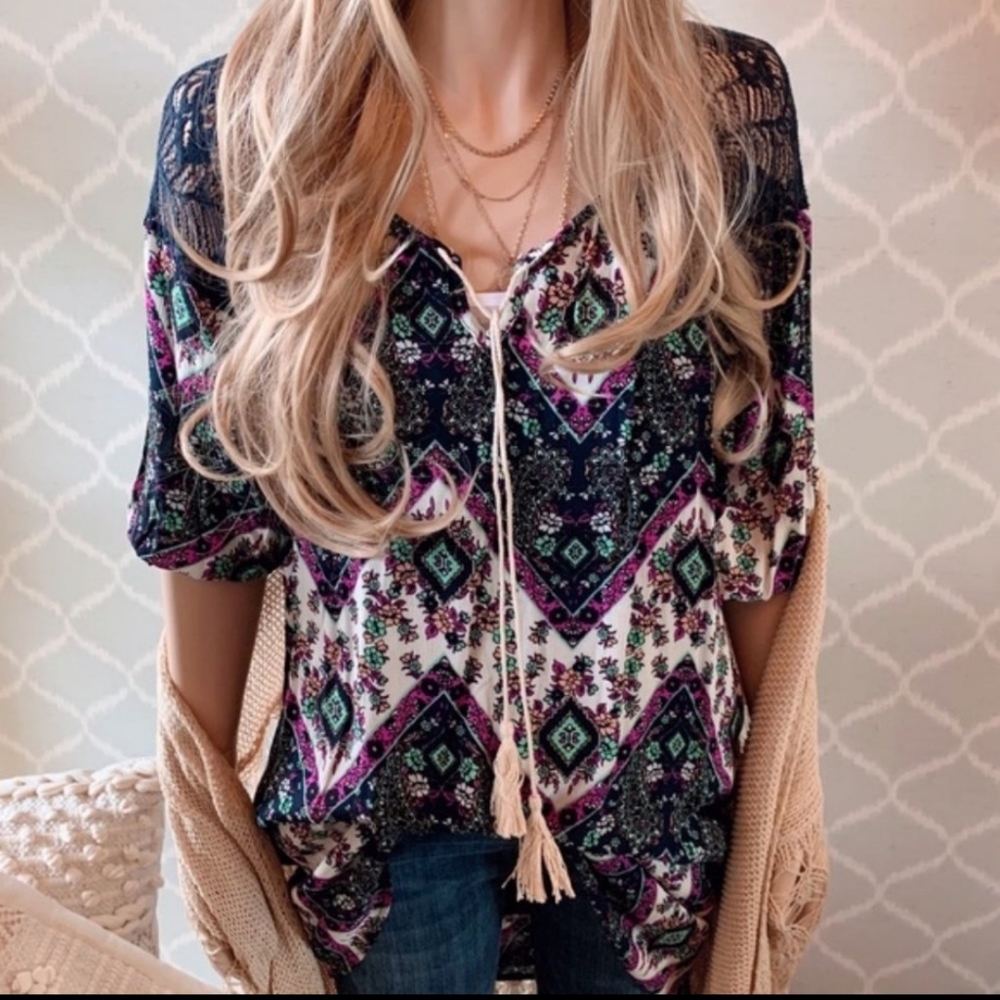Boho Floral Tunic/ Mini Dress